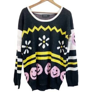 Minkpink Oversized Sweater Womens S Happy Place All Smiles Daisy Quirky Twee Art